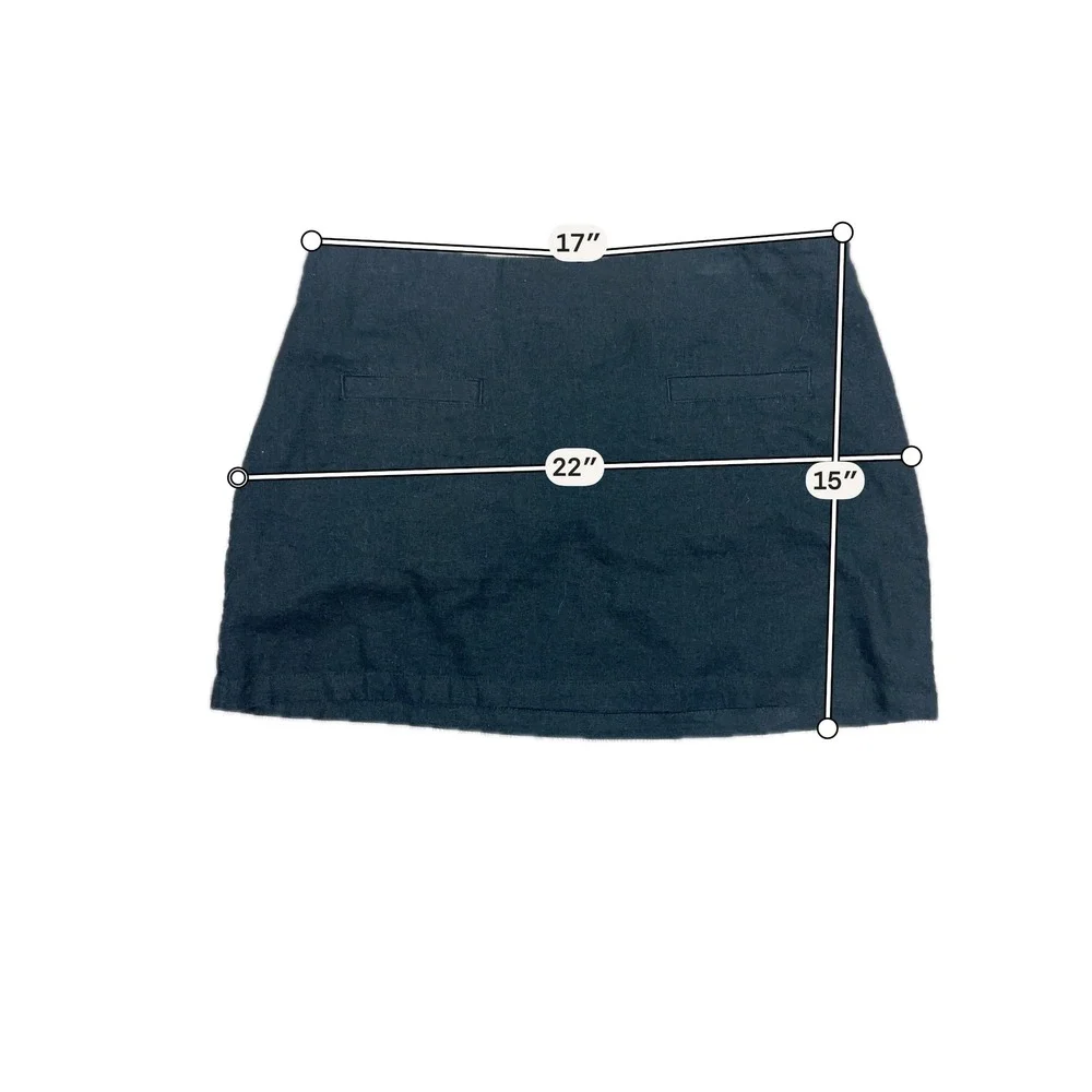 A New Day Black Linen Blend Mini Skirt - SIZE 12 Summer Minimalist Faux Pockets - Picture 5 of 5